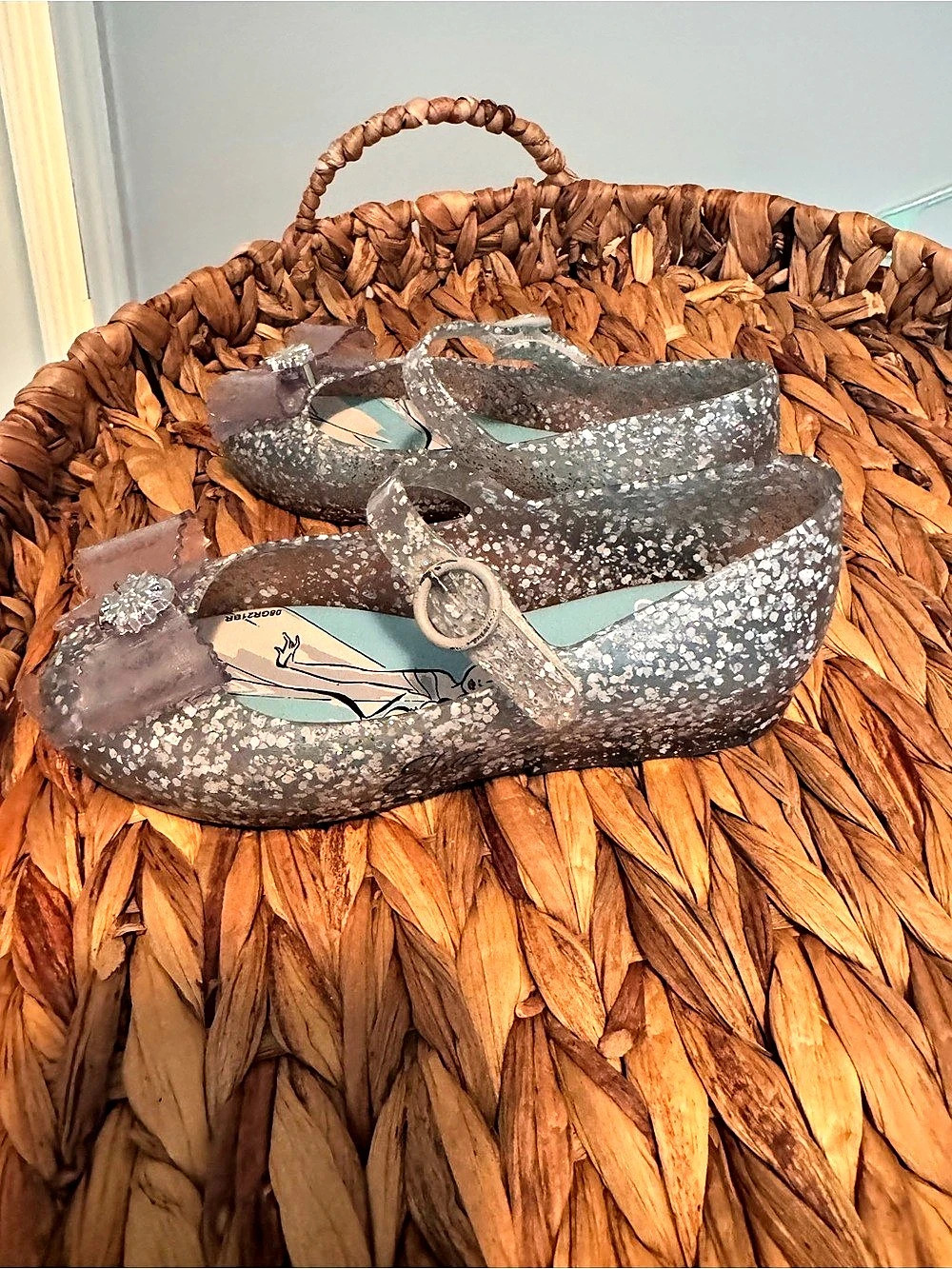 mini melissa Frozen Elsa Glitter Mary Jane Flats in Gray - Picture 6 of 11
